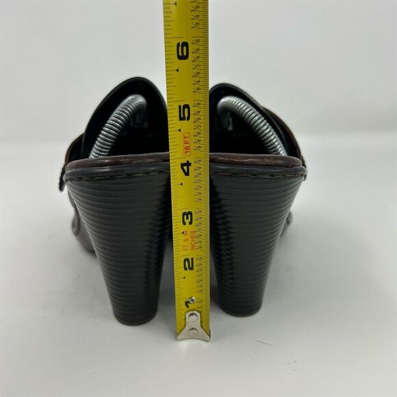 Born Women's Brown Leather Slip On Clogs Size 7 Buckle Detail Block Heel - Picture 7 of 11
